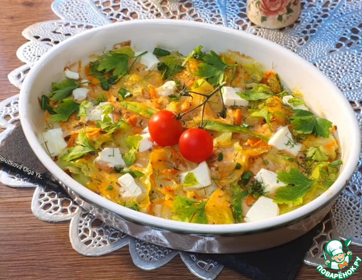 Рыбная запеканка с кабачком под соусом
