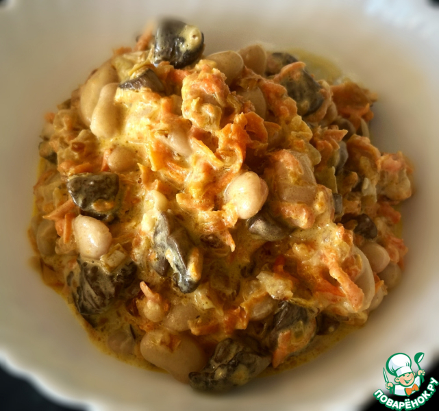 Салат. Грибы и фасоль с постным майонезом