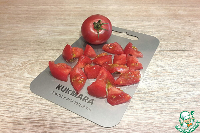 Салат с кальмаром, печенным перцем