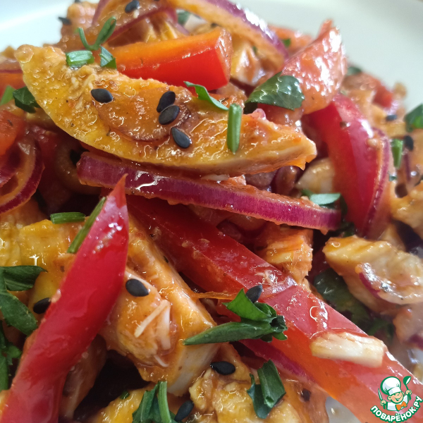 Салат с курицей и болгарским перцем