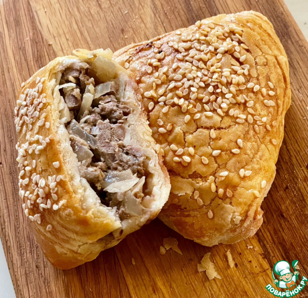 Самса слоеная и хрустящая. Мясо и картошка