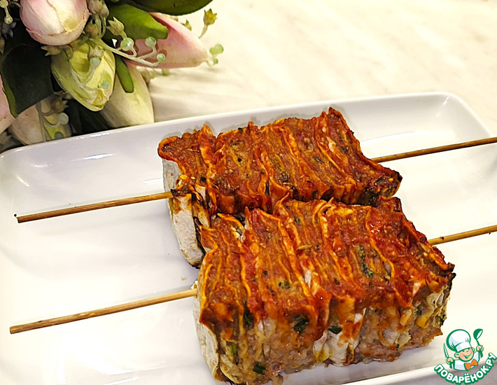 Шашлык из лаваша и фарша