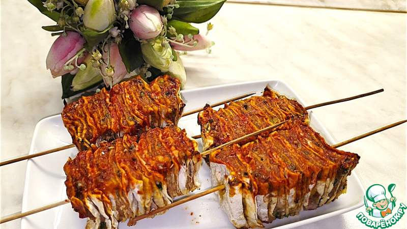 Шашлык из лаваша и фарша