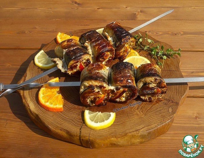 Шашлык из скумбрии с апельсином