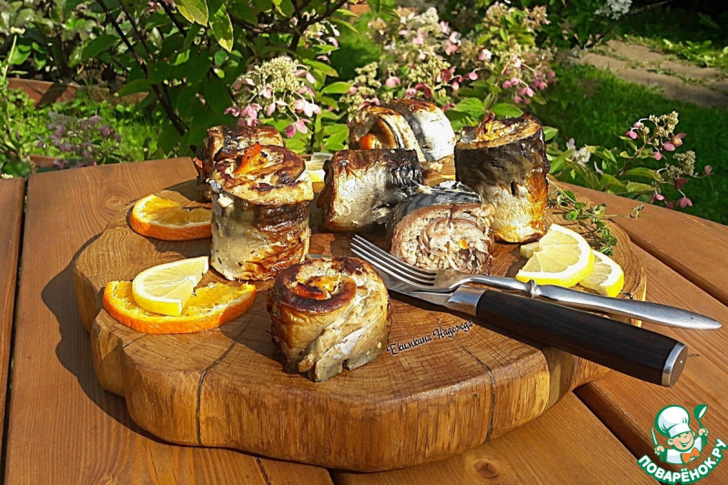 Шашлык из скумбрии с апельсином