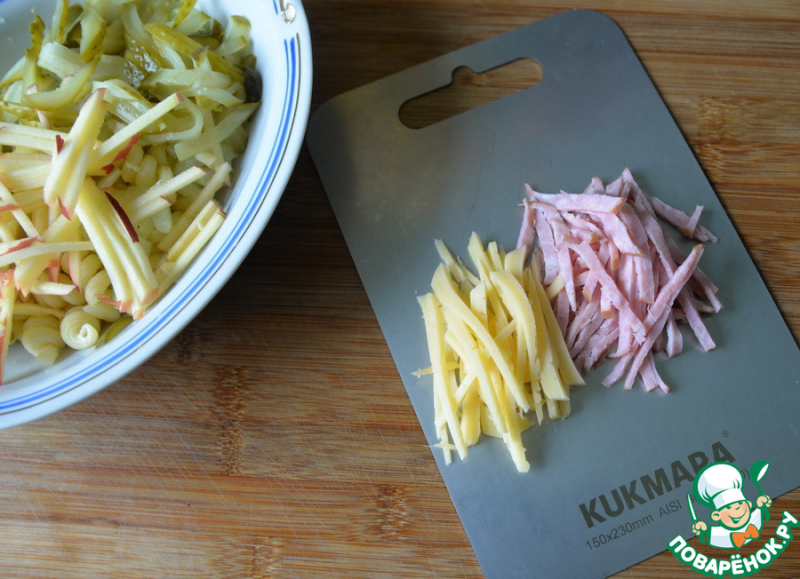 Швейцарский салат с макаронами