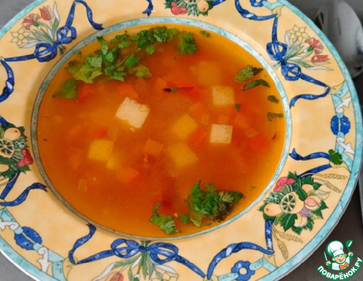 Суп с копчёными рёбрышками и фасолью