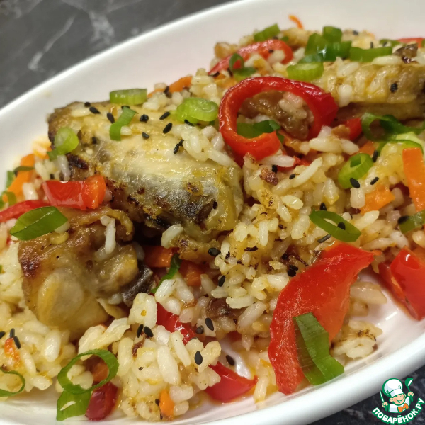 Тяхан с курицей и овощами