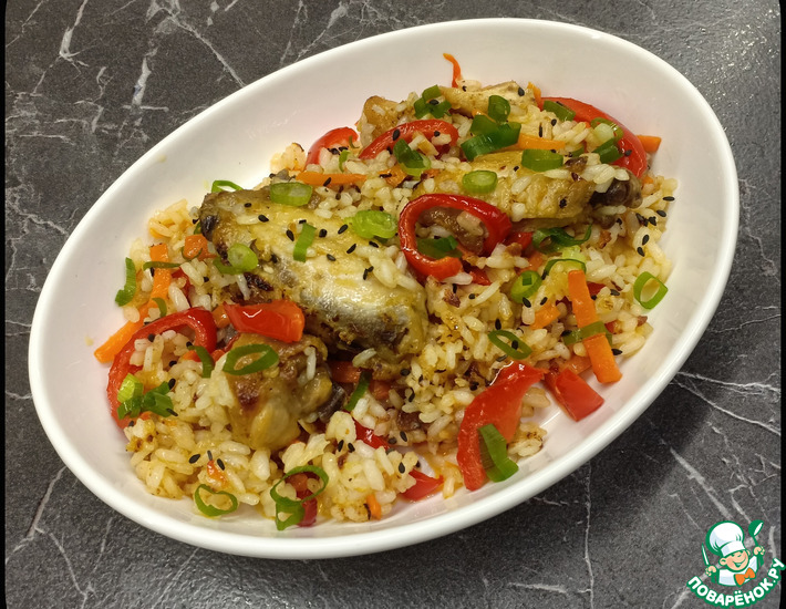 Тяхан с курицей и овощами