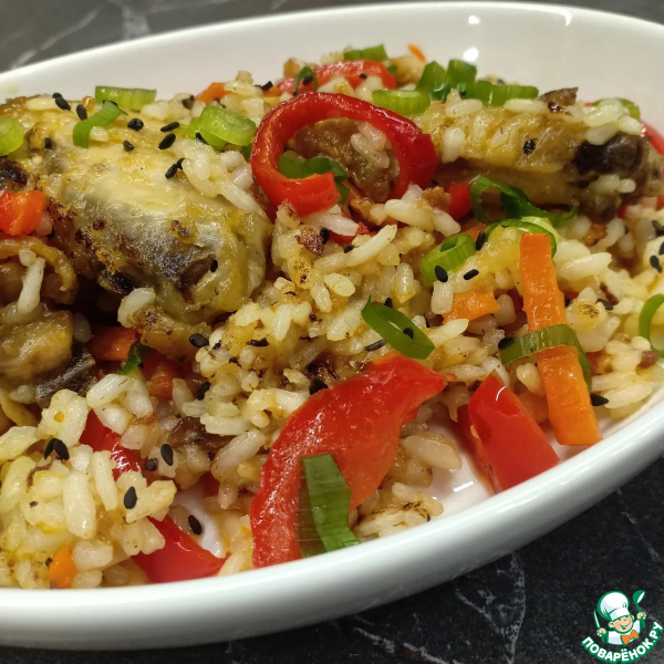 Тяхан с курицей и овощами