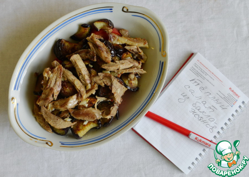 Тёплый салат из баклажанов и мяса