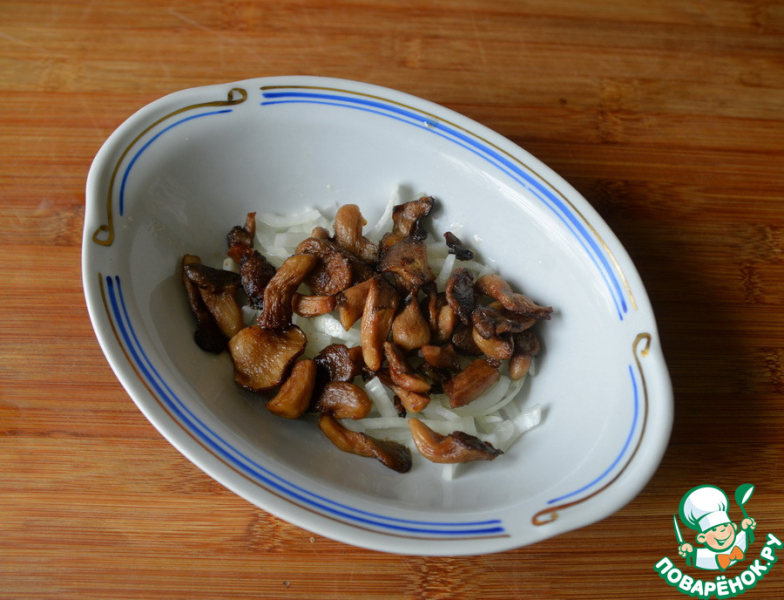 Тёплый салат из куриной печени с вешенками