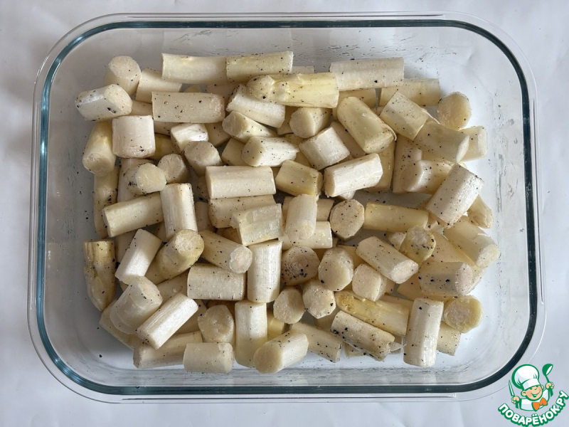 Тёплый салат из спаржи