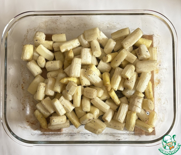 Тёплый салат из спаржи