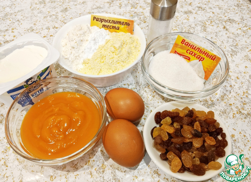 Творожно-тыквенные вафли с изюмом