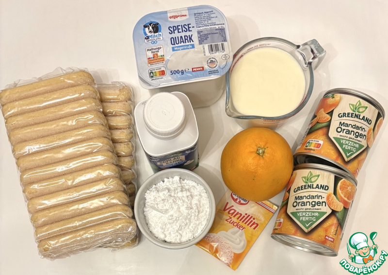 Творожный десерт с мандаринами "тирамису"