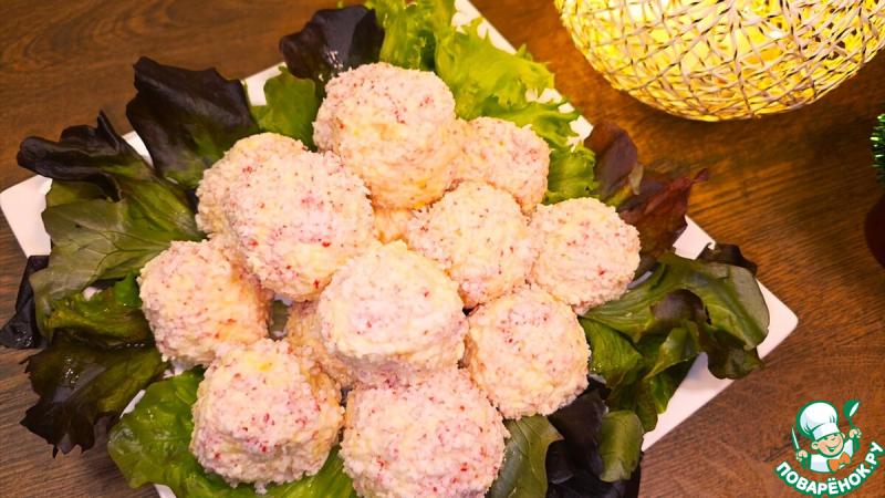 Закуска Рафаэлло с крабовыми палочками