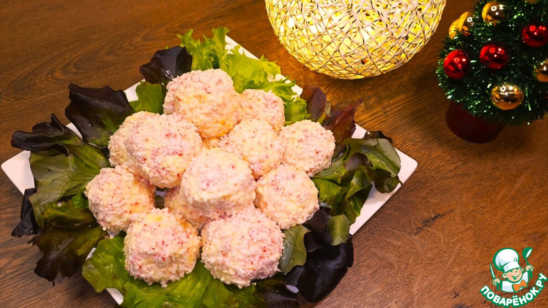 Закуска Рафаэлло с крабовыми палочками