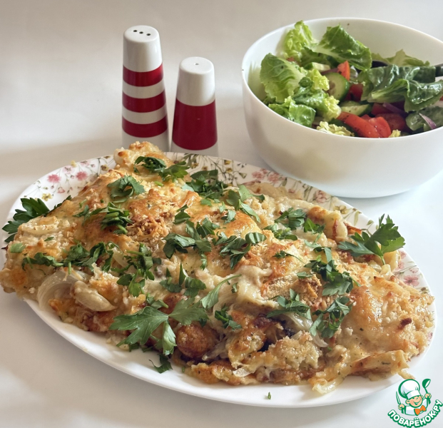 Запеченный лосось с горчично-сырной корочкой
