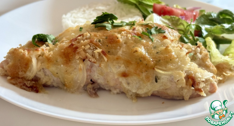 Запеченный лосось с горчично-сырной корочкой