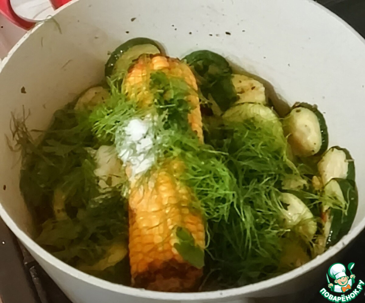Запеканка с цуккини, кукурузой и орзо
