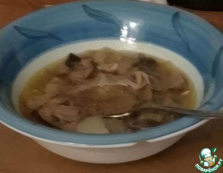 Зимний суп с грибами, картофелем, грюйером